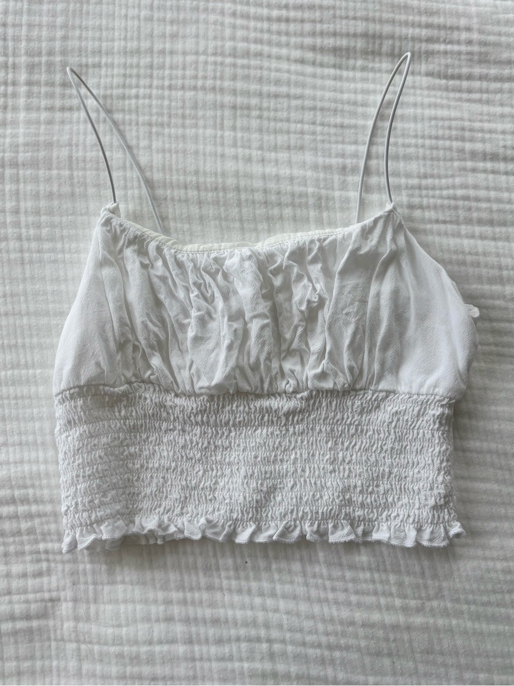 PacSun LA Hearts White Tank Top Cropped Smocked Size XS Summer Boho Spaghetti